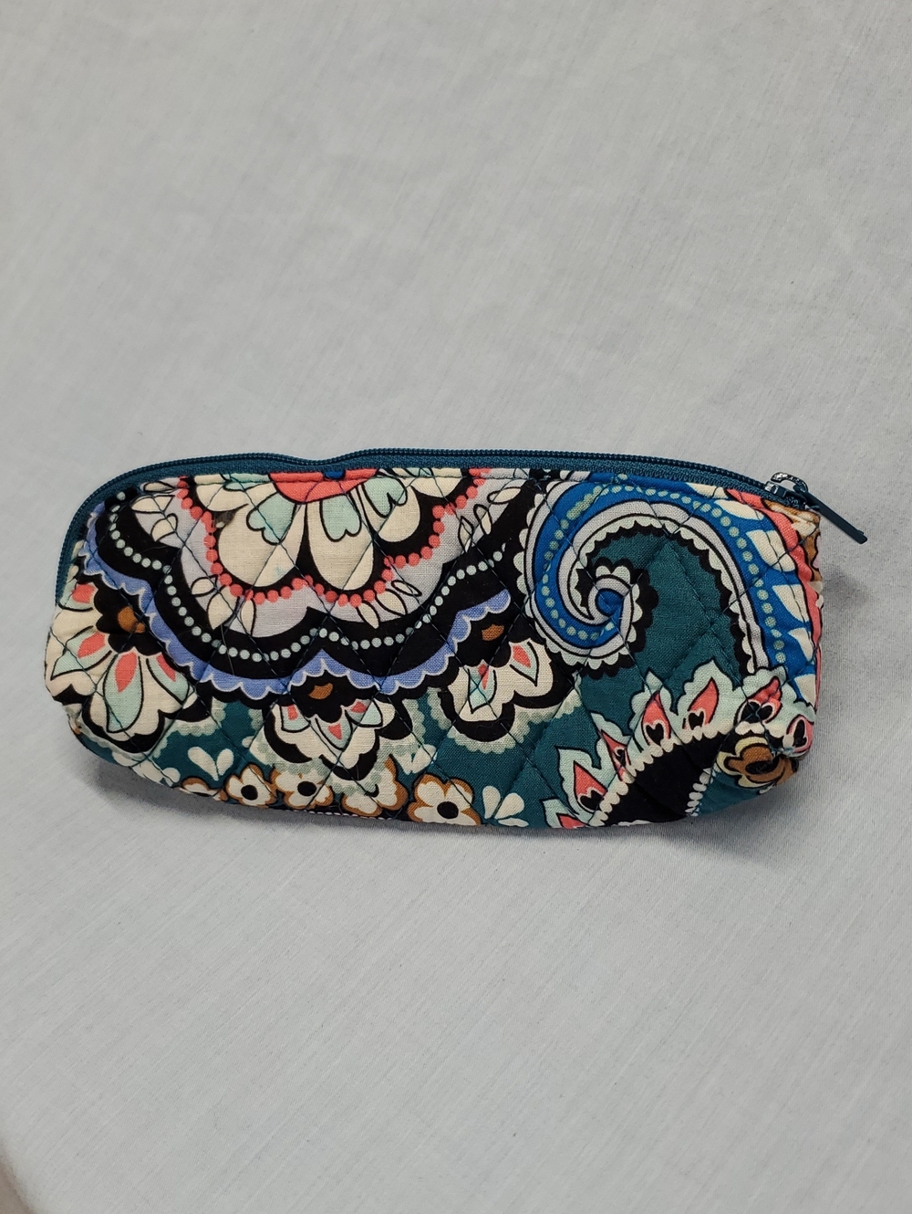 Vera Bradley Teal Paisley Quilted Cosmetic Pouch